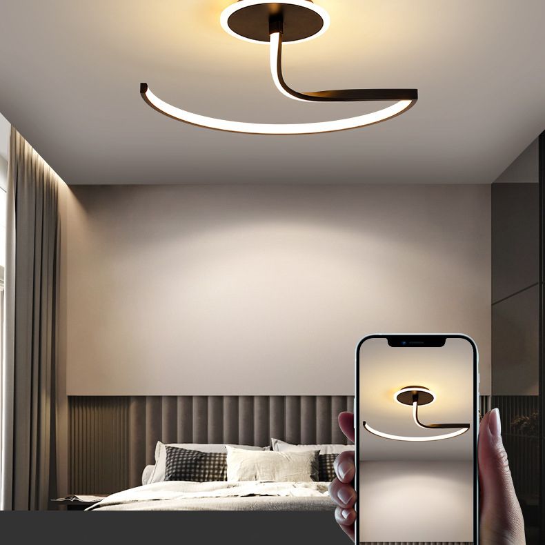 Linear Semi Flush Mount Light Modern Minimalist Metal LED Ceiling Flush Mount for Hallway