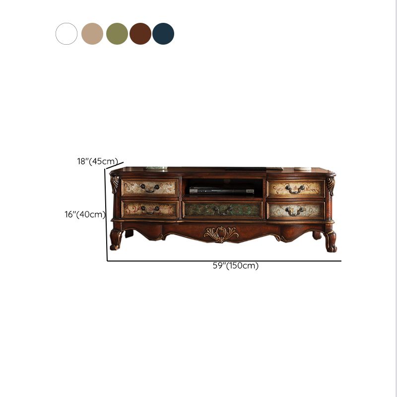 Traditional Media Console Solid Wood TV Stand Console with Legs