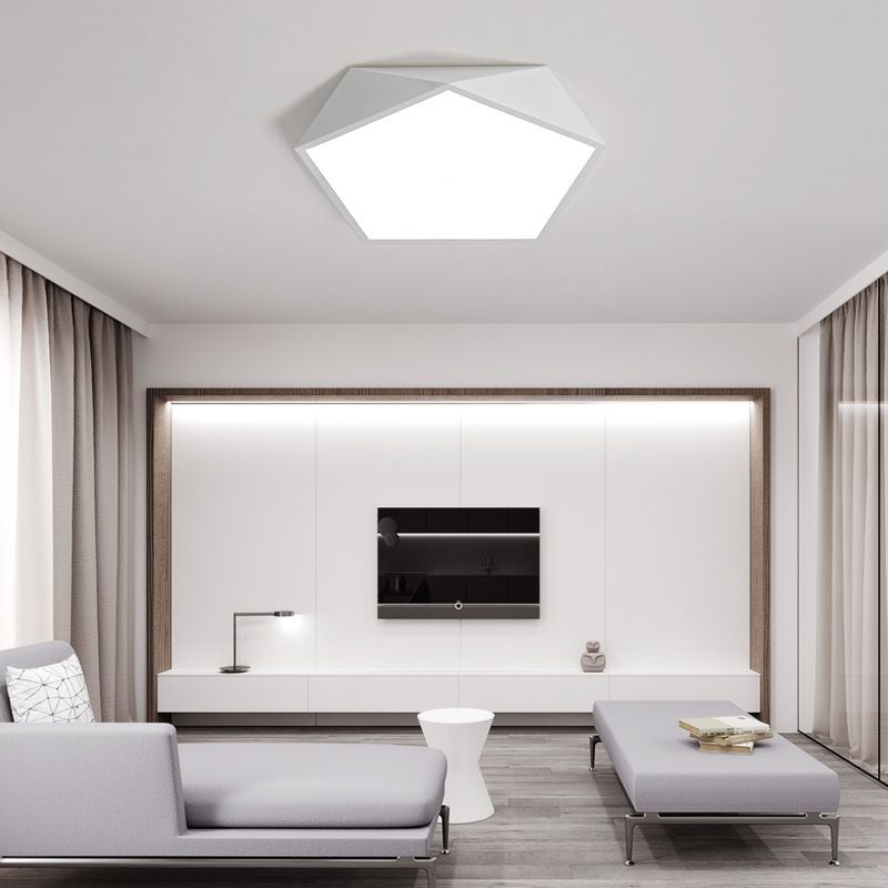 1 Light Geometry Ceiling Light Modern Macaron Style Metal Ceiling Lighting for Bedroom