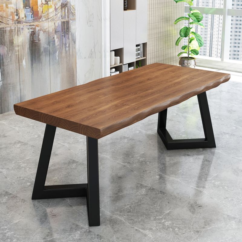 Home Industrial Rectangular Office Desk Solid Wood Writing Desk with Metal Legs