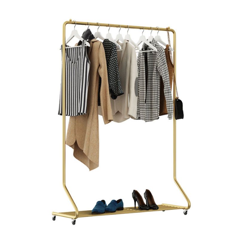 Luxurious Coat Hanger Free Standing Solid Color Metal Coat Rack with Shelf