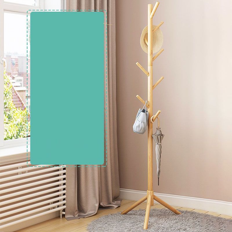 Modern Pine Entry Hall Tree Free Standing Coat Rack with 8 Hooks