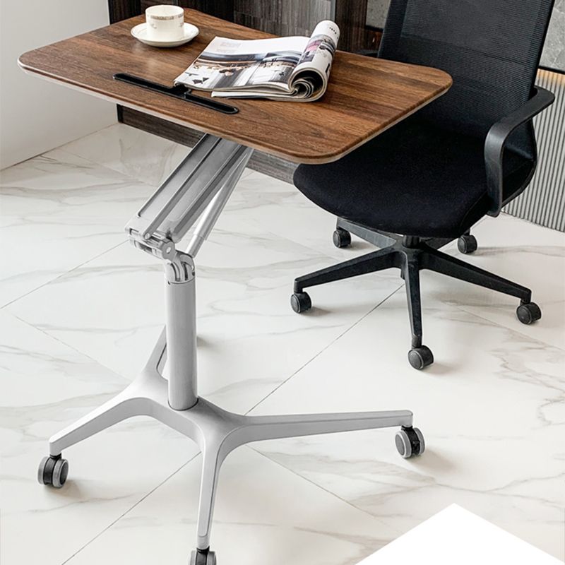 Rectangular Shaped Standing Desk Wood Adjustable with Aluminium Legs