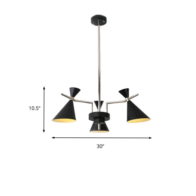 Nordic Bi-Conical Anhänger Kronleuchter Metall 3/6 Lichter Schwarz/Weiß/rosa Esszimmer Kronleuchter Beleuchtung