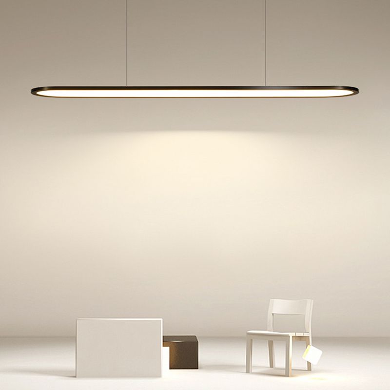 Modern Metal Pendant Light LED Hanging Light with Acrylic Shade in Black for Living Room