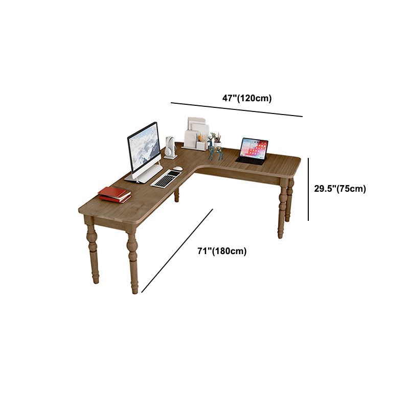 Wood Gray Office Desk L-Shape Writing Desk for Bedroom and Office