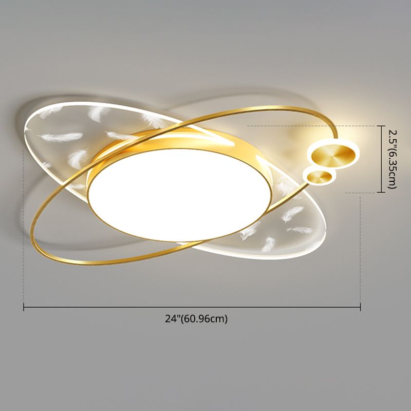 Luz de techo de LED de plumas oblongas en montura de al ras acrílico de estilo creativo moderno con sombra acrílica