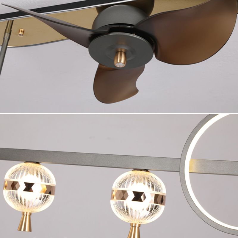 Contemporary Fan Light Linear Metal LED Ceiling Fan Light Fixture