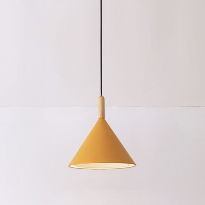 Metal Cone Shade Hanging Lights Modern Macaron Style 1 Light Hanging Mount Fixture