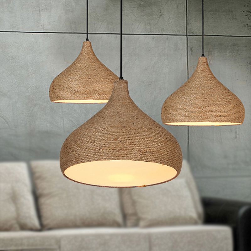 Hennep touw traan hanglamp lodge stijlvol 1 lamp woonkamer suspensie lamp in beige