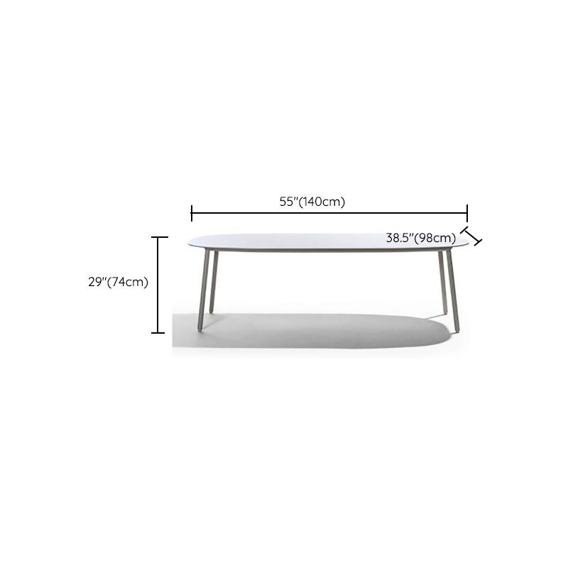 Modern Style Stone Courtyard Table Ellipse Shape Aluminum Base Dining Table