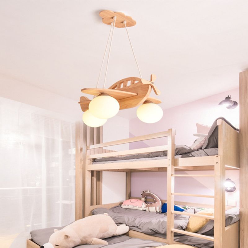 Airplane Wooden Chandelier Pendant Light Nordic Beige Pendant Chandelier for Kids Bedroom