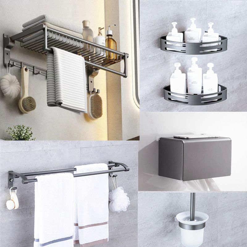 Matte Gray Bathroom Accessory Set Bath Shelf/Towel Bar & Paper Holder Included