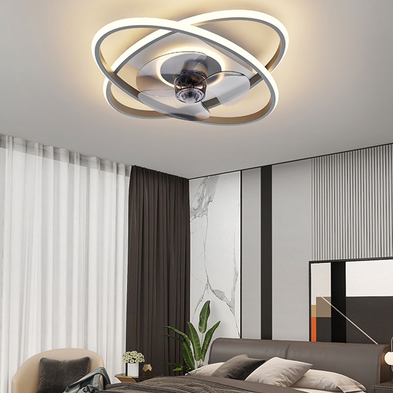 Carton de la lampe à fans de plafond en métal moderne LED Fush Mount Lightture avec une lame de ventilateur transparent