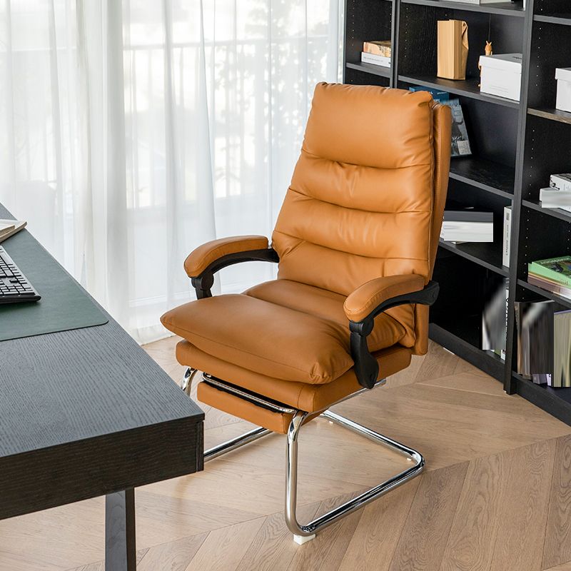 Modern Office Chair No Wheels Padded Arms Upholstered No Distressing Desk Chair