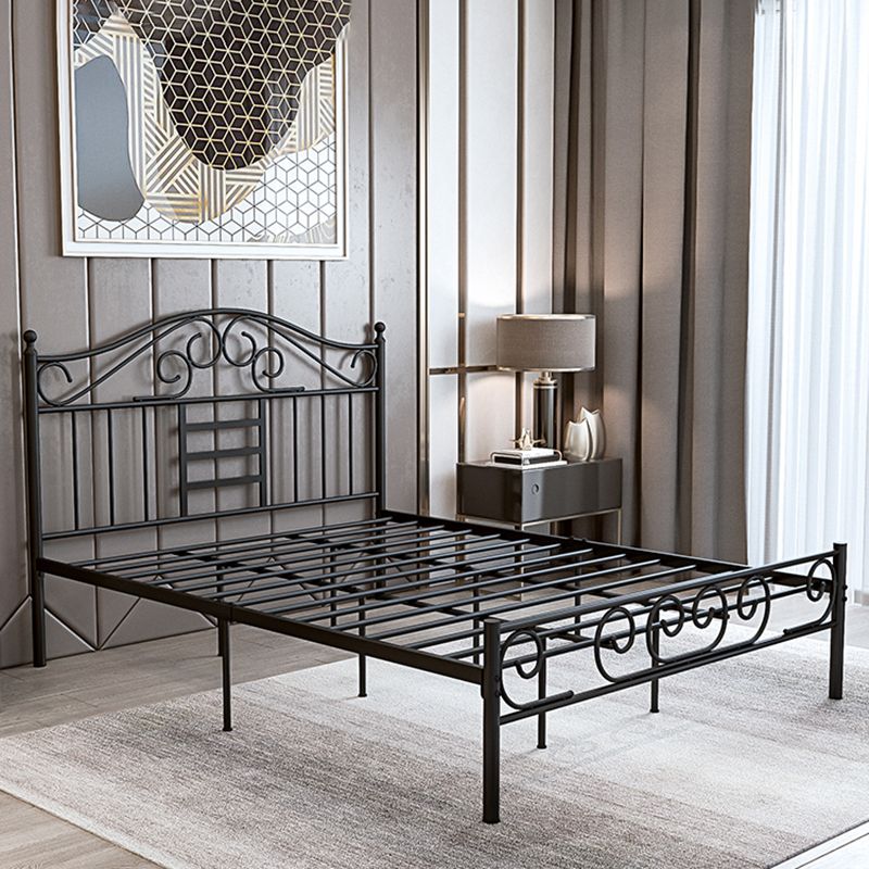 Open Frame Metal Panel Bed Black/White Standard Bed with Headboard