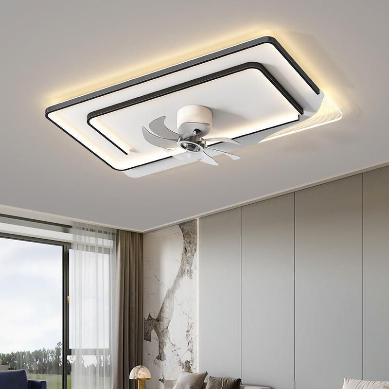 Modern Simple Ceiling Fan Lamp Geometry Shape LED Ceiling Fan Light for Bedroom