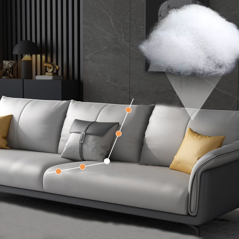 Light-grey Faux Leather Pillow Top Arm Sofa/Sectional with Stain-Resistant