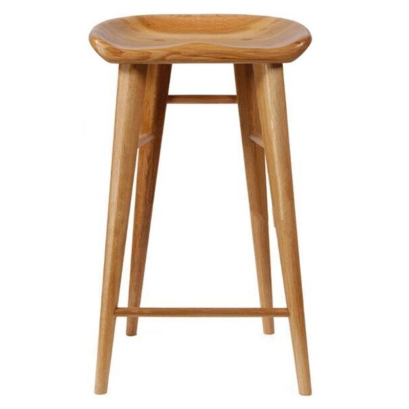 Solid Wood Contoured Seat Counter-height Stool Modern Footrest Bar Stool