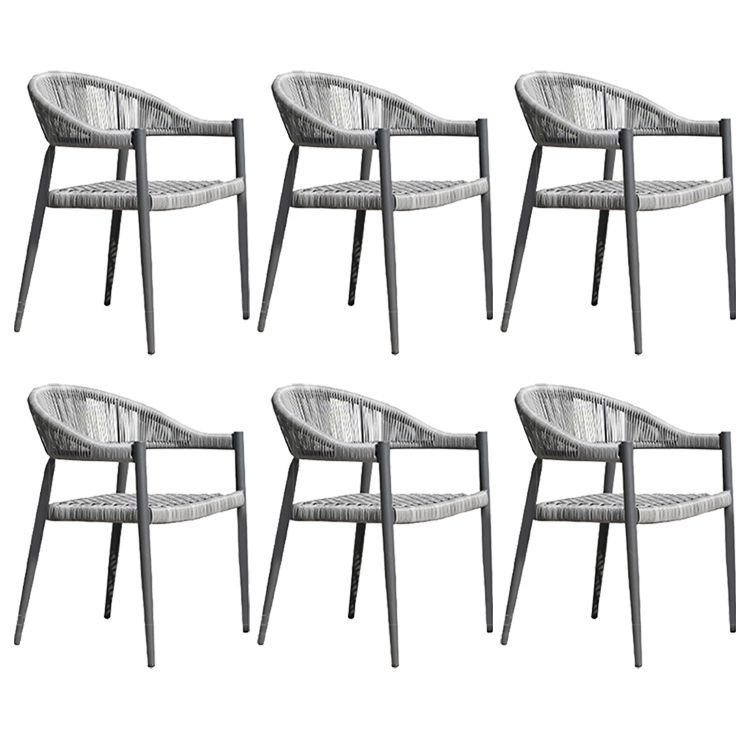 Tropical Grey Patio Dining Chair with Aluminum Base Stacking Chairs
