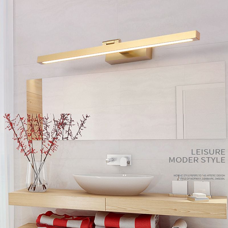 Estilo moderno de tono lineal mate de pared metal 1 iluminación de pared de espejo de luz en oro