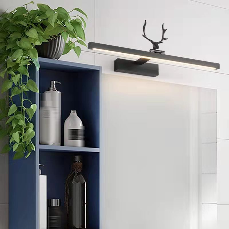 Lineaire vorm Metalen wand SCONCE Moderne stijl 1- Lichte spiegelwandgemonteerd licht in zwart