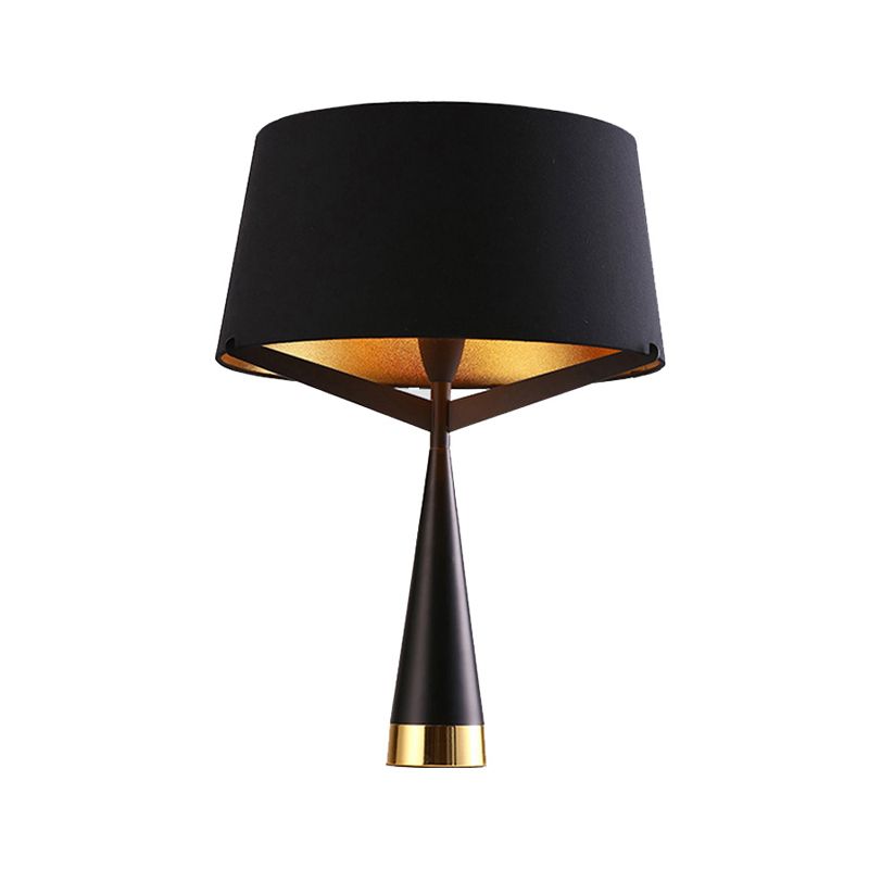 Black Empire Shade Table Light Modern 1 Head Fabric Nightstand Lighting for Living Room