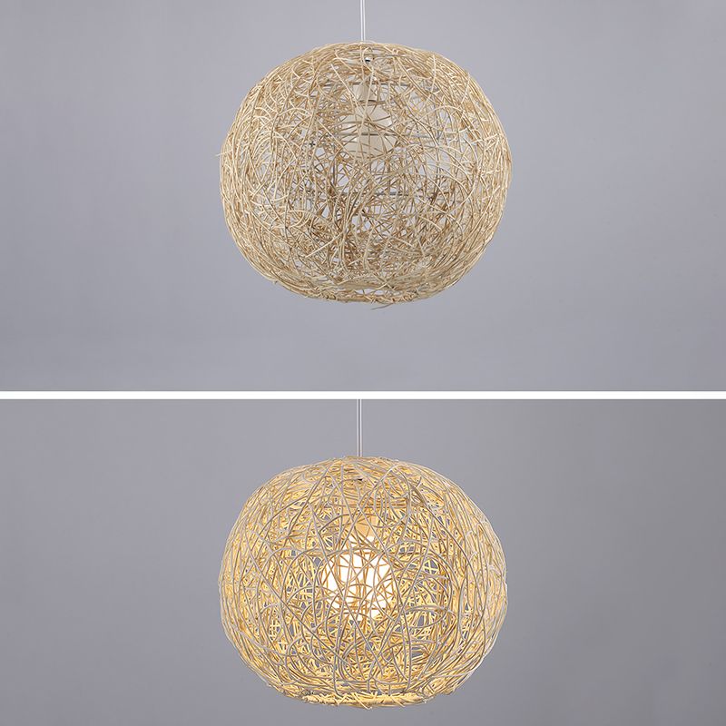 Pendre du globe tissé en rotin simplicité 1-Light Suspension Light pour la salle d'étude