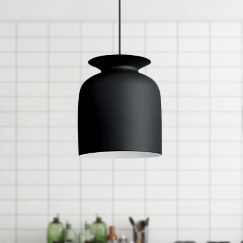 Hotel Restaurant Bowl Pendant Lamp Metal One Light Modern Monochrome Suspension Light