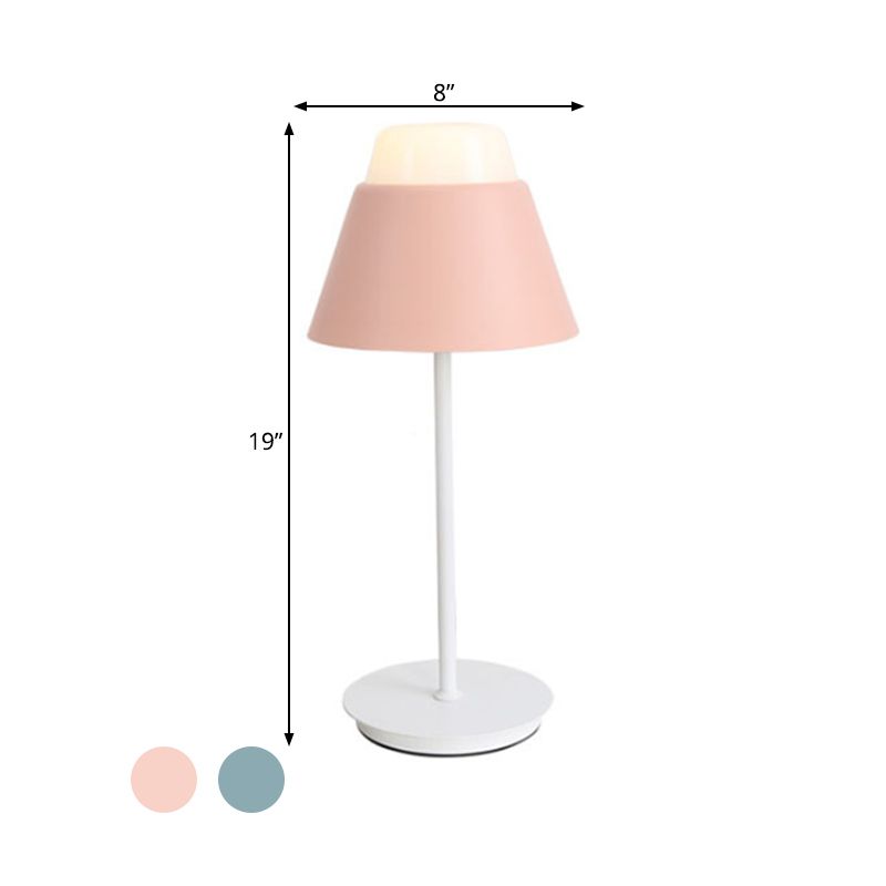 Pink/Blue Finish Cone Night Table Light Modernist 1 Leichte Acryl -Schattenschatten -Schreibtischlampe für den Lernraum