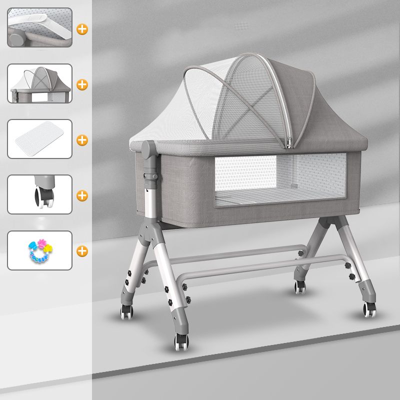 Metal Rectangle Bedside Crib Gliding Folding and Gliding Crib Cradle for Baby