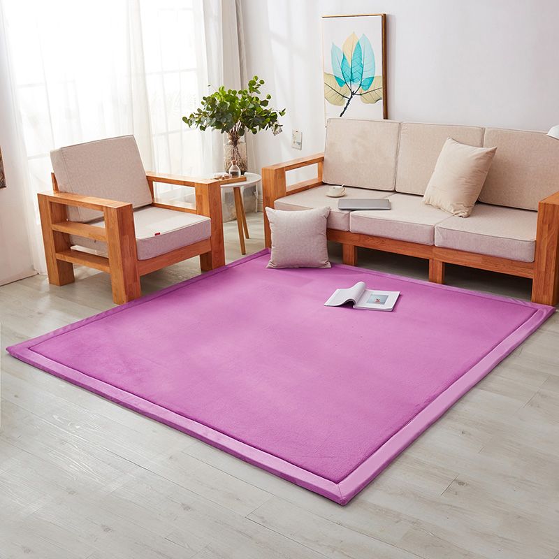 Tapis de salon pourpre Pur Color Polyester Area Tapis Tapis résistant à la teinture Ratable résistant