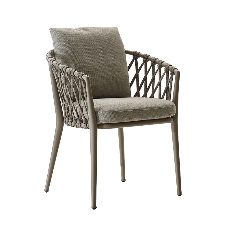 Contemporary Metal Outdoors Dining Chairs with Arm Outdoor Bistro Chairs