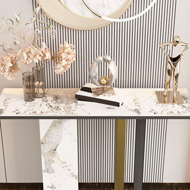 Glam Rectangle Top Accent Table with Abstract Base Console Table