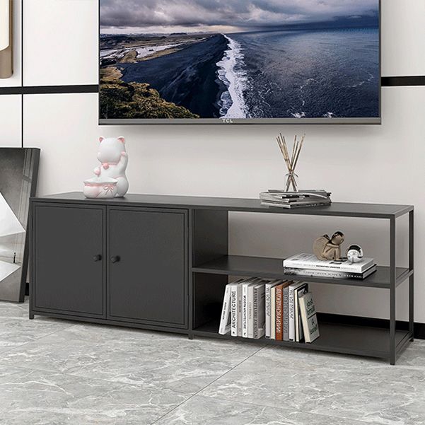 Industrial Style TV Stand Metal Open Storage TV Console with Shelves