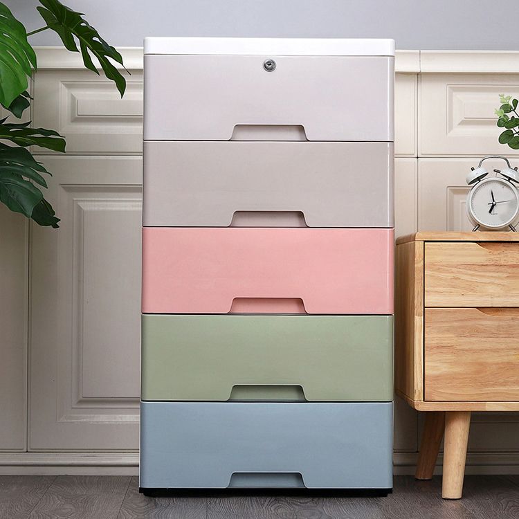 Plastic Modern Nursery Dresser Chest Kids Nightstand with 5 Drawers