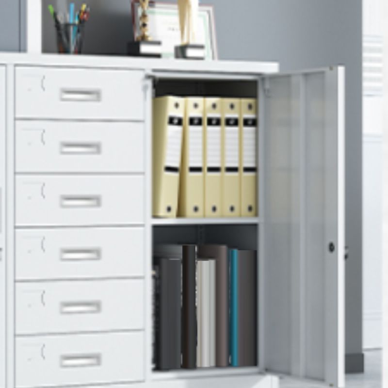 Contemporary File Cabinet Steel Frame Fire-Resistant Key Lock File Cabinet