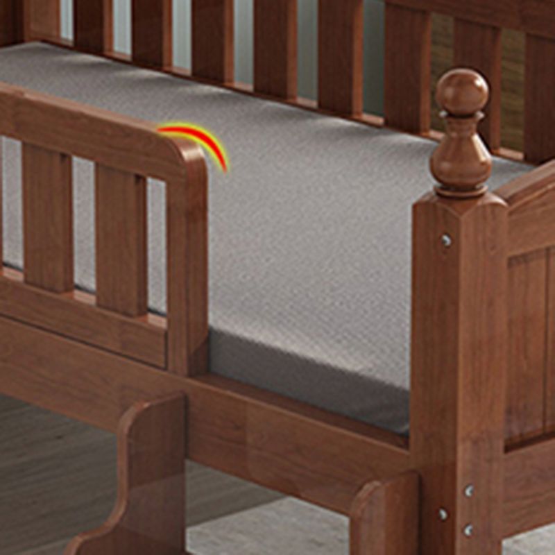 Convertible Nursery Crib Traditional Walnut Crib with Guardrail