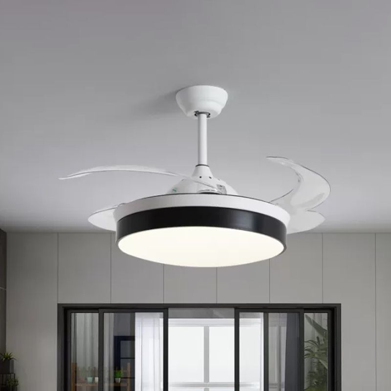 Noordse noordse trommel LED Semi Flush Ceiling Light Acryl Living Room Hangt Fan Lamp, 20 "Wijd