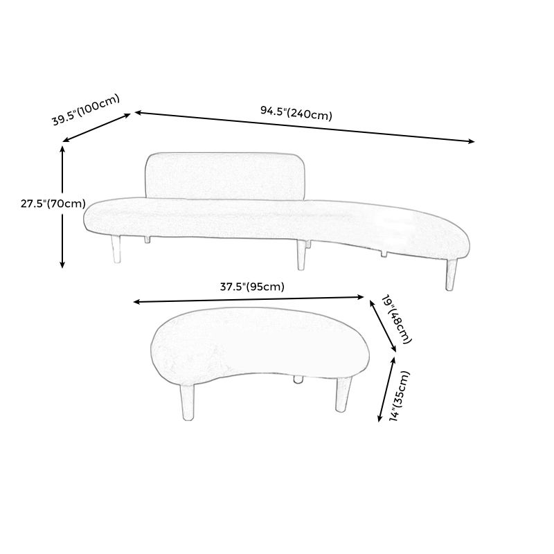 Fabric Tight Back Sectional Sofa 27.56"High Armless Sofa,White