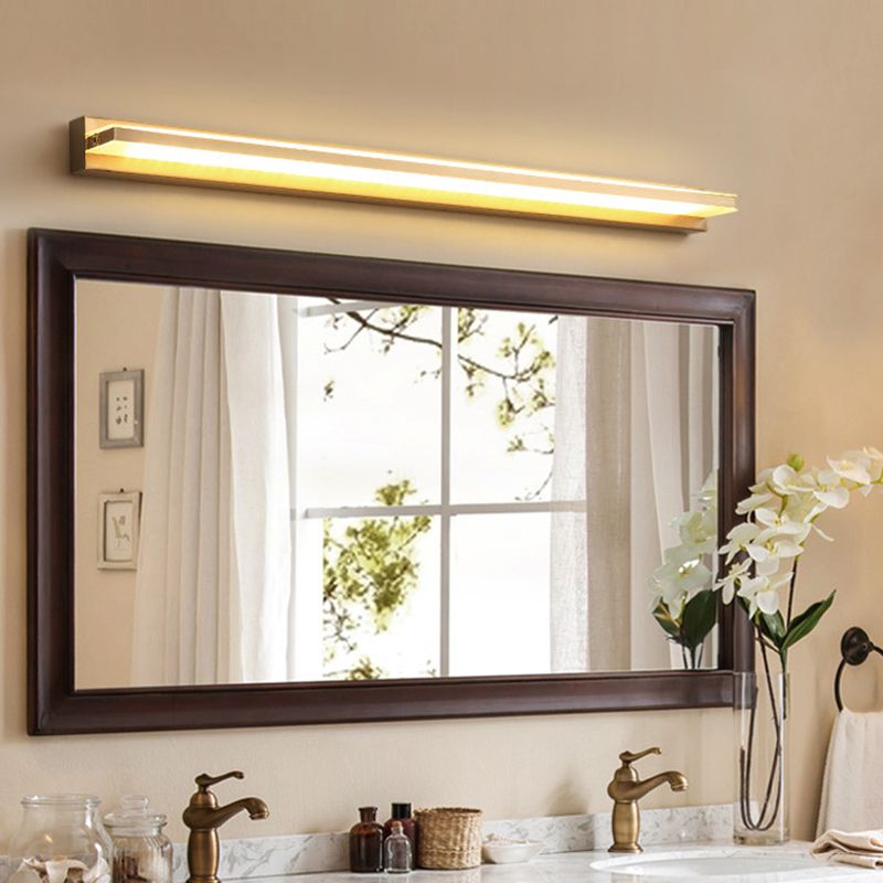 Modern LED Vanity Light Brass Mirror Front Light with Acrylic Shade for Hotel