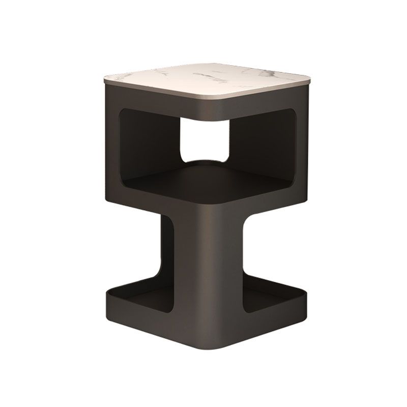 Glam Accent Table Nightstand Metal/Stone Night Table for Bedroom