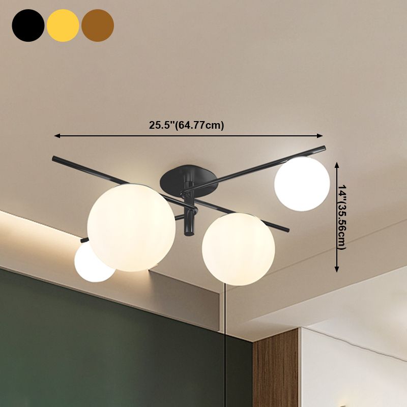 Glass Bubbles Ceiling Light Modern Style Semi Flush Mount Lamp for Bedroom