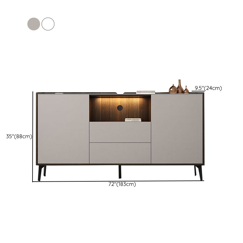 Contemporary Faux Wood TV Stand 2 Drawers and 2 Doors TV Cabinet