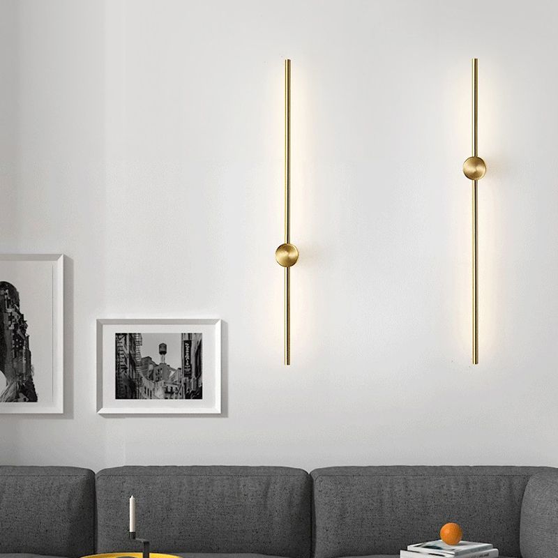 1-Light Linear Sconce Lights Modern Metal Wall Lighting Ideas in Gold