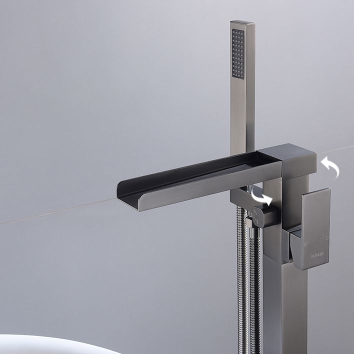 Modern Floor Mounted Copper Freestanding Tub Filler Freestanding Low Arc Tub Filler Trim