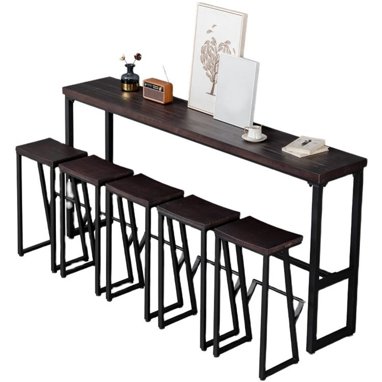 Brown Modern Style Bar Table Solid Wood and Iron Balcony Casual Bar Table