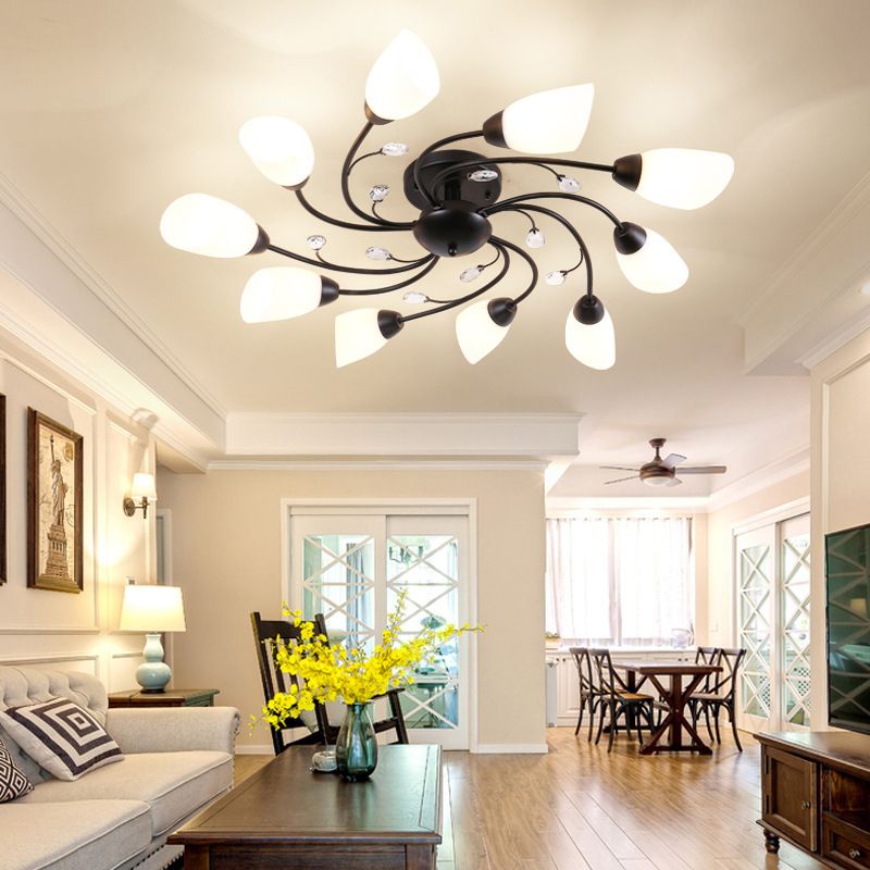 Modern Style Sputnik Shape Flush Mount Metal Ceiling Light for Bedroom