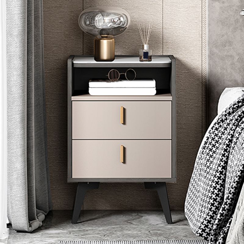 Stone Top Nightstand Modern Open Stoarge Drawer Legs Included Bed Nightstand