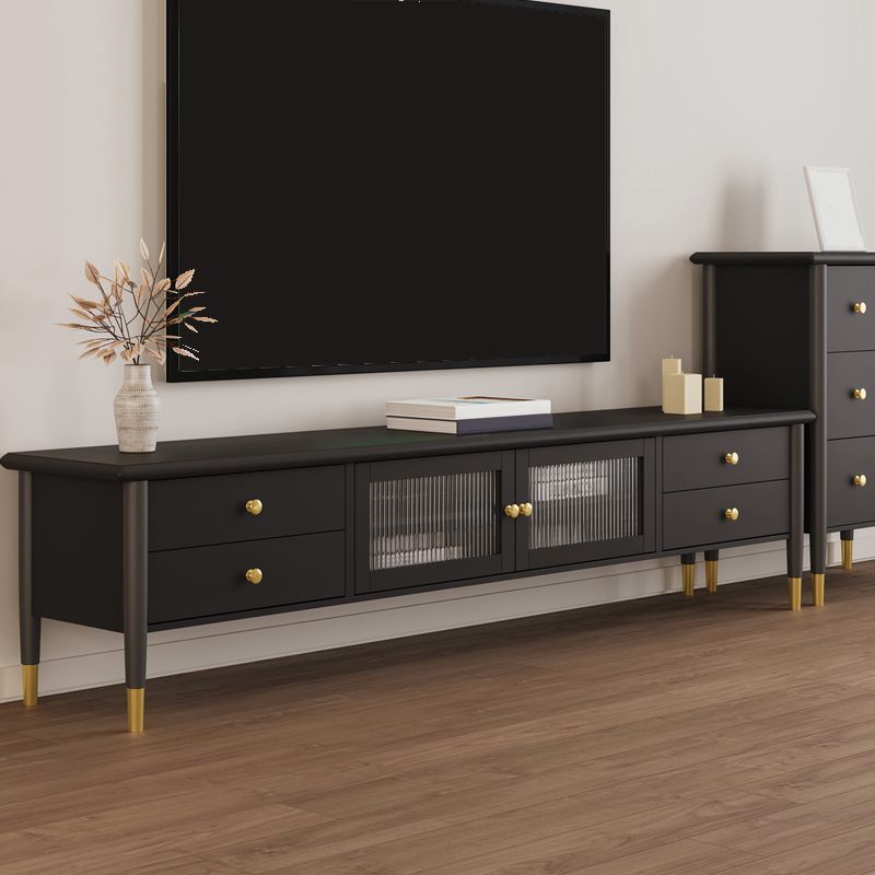 Solid Wood TV Media Stand Scandinavian Media Console with Drawers